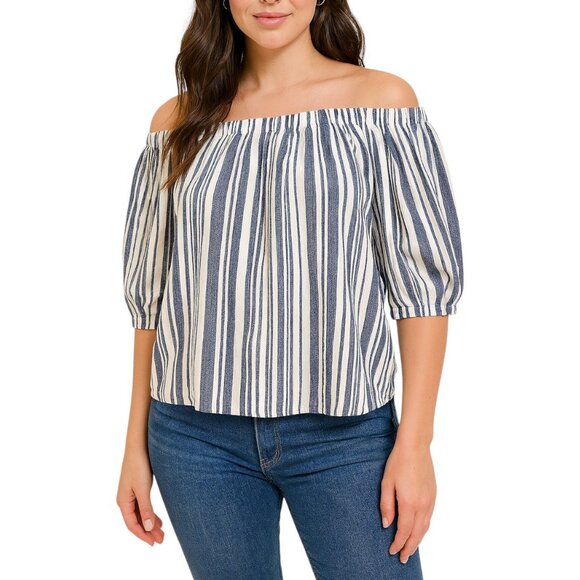 Tea, Please Women’s Striped Off-Shoulder Blouse | Size S - Picture 1 of 3
